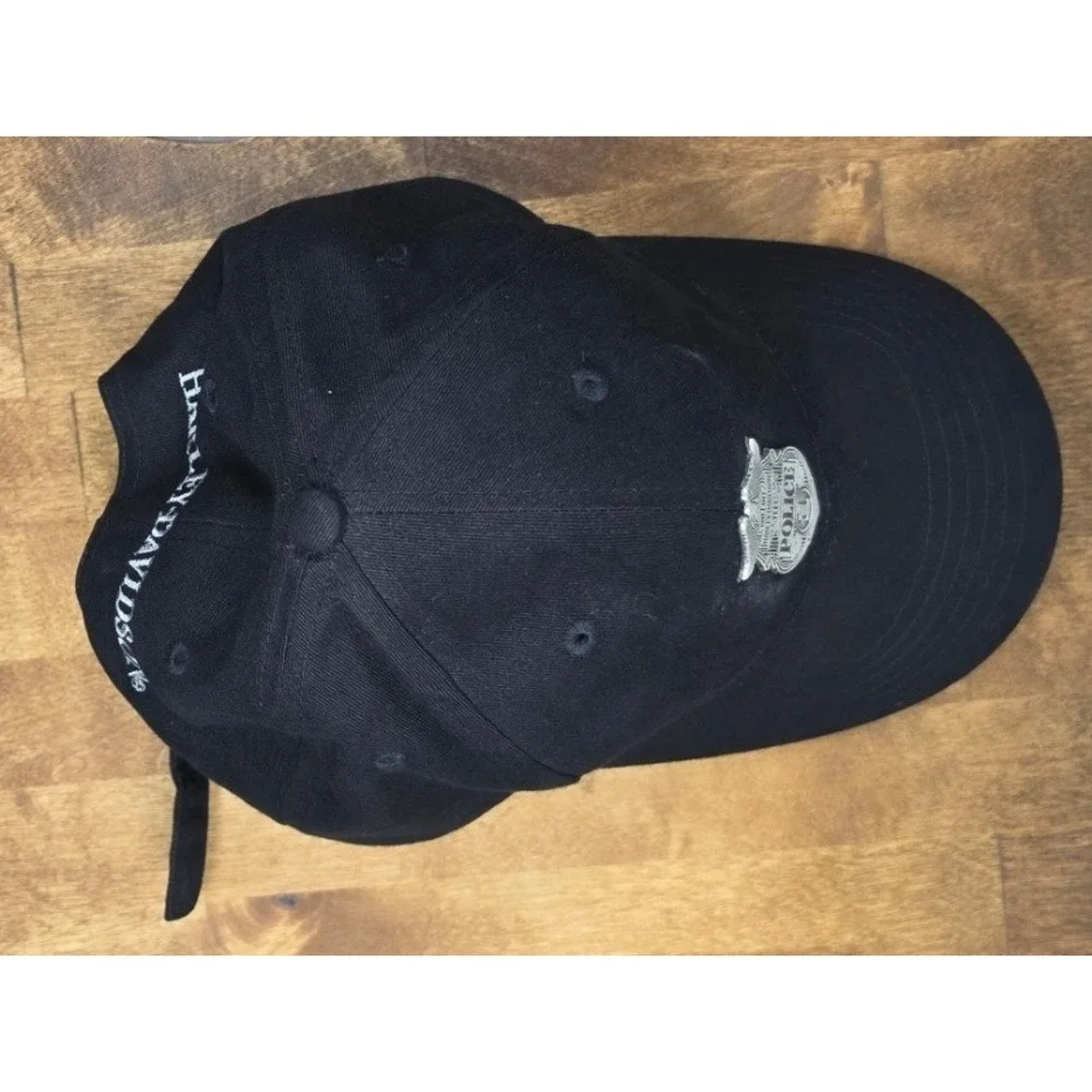 Harley Davidson Police 1 Biker Baseball Cap Black Mens OS Adjustable Metal Badge